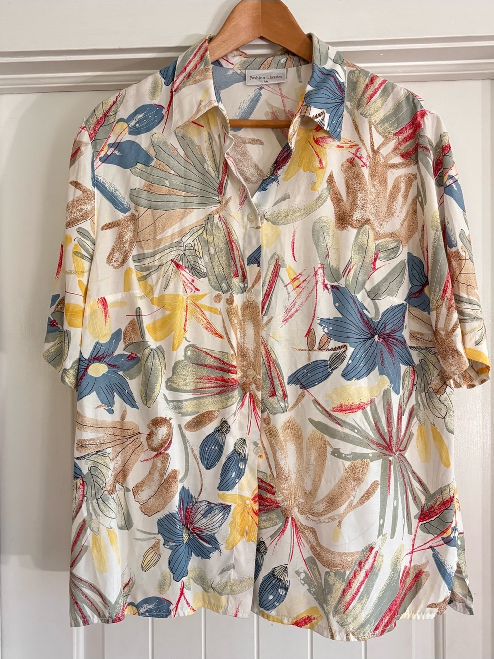 Vintage Women’s Fashion Classics Blouse in Botanical Print size 44 (XL)